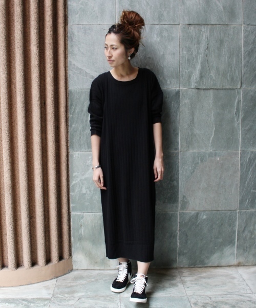 FRAMeWORK(フレームワーク)の「リブアミ ロングワンピース◆(ワンピース・レディース・グレー/ホワイト/ブラック・FREE)」の14枚目の写真