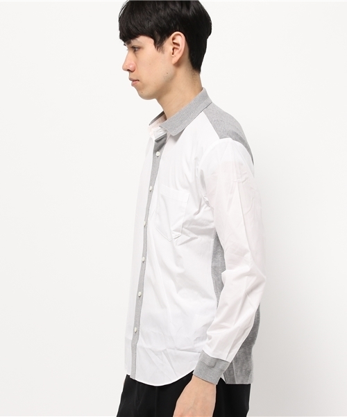 WRAPINKNOT（ラッピンノット）の「ニットカラーハイブリッドシャツ（シャツ/ブラウス・メンズ・カーキ/オフホワイト・3/2）」の3枚目の写真