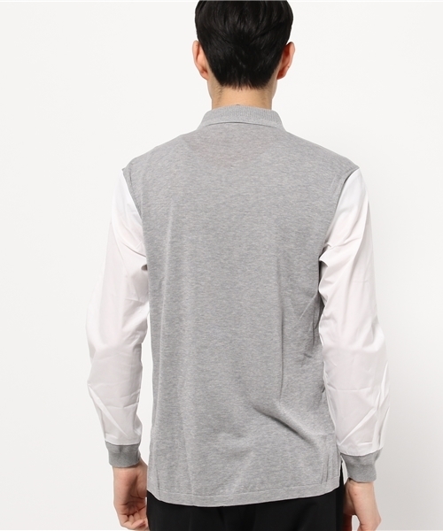 WRAPINKNOT（ラッピンノット）の「ニットカラーハイブリッドシャツ（シャツ/ブラウス・メンズ・カーキ/オフホワイト・3/2）」の4枚目の写真