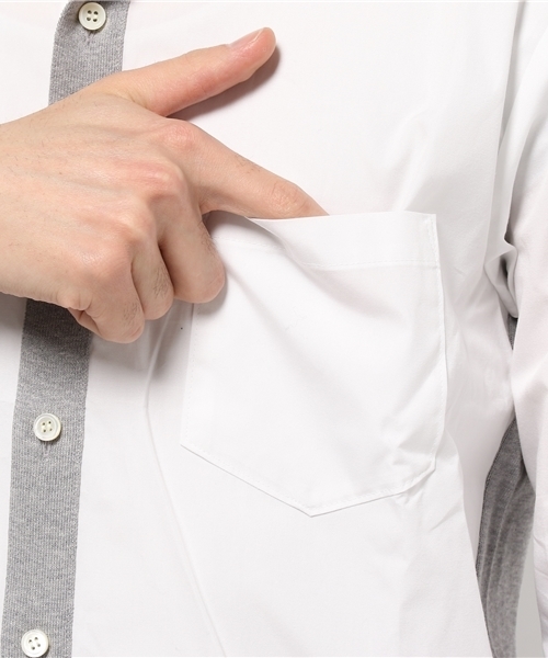 WRAPINKNOT（ラッピンノット）の「ニットカラーハイブリッドシャツ（シャツ/ブラウス・メンズ・カーキ/オフホワイト・3/2）」の6枚目の写真