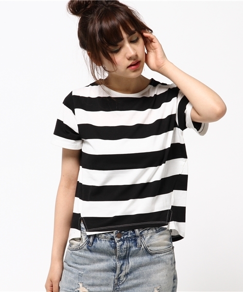 archives（アルシーヴ）の「スリットボーダープルオーバー（Tシャツ/カットソー・レディース・カーキ/ベージュ/ブラック・MEDIUM）」の11枚目の写真