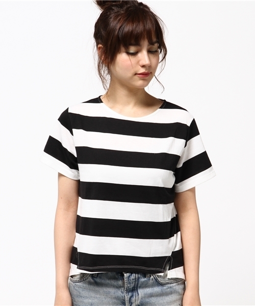 archives（アルシーヴ）の「スリットボーダープルオーバー（Tシャツ/カットソー・レディース・カーキ/ベージュ/ブラック・MEDIUM）」の10枚目の写真
