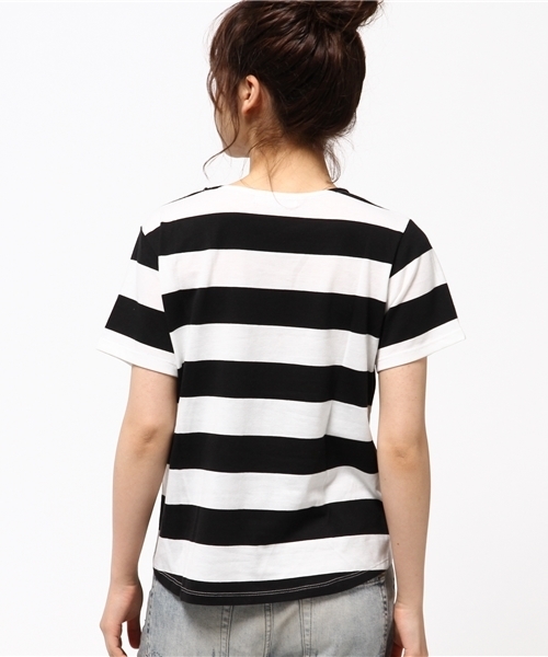 archives（アルシーヴ）の「スリットボーダープルオーバー（Tシャツ/カットソー・レディース・カーキ/ベージュ/ブラック・MEDIUM）」の5枚目の写真