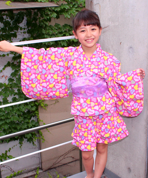 Anap Kids アナップキッズ の ハート柄セパレート浴衣 3点set 浴衣 Wear