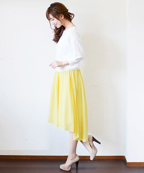 BLUEEAST（ブルーイースト）の「イレギュラーヘム・カラフルスカート（スカート・レディース・ブルー/イエロー/ライトグレー/ピンク・MEDIUM）」の11枚目の写真