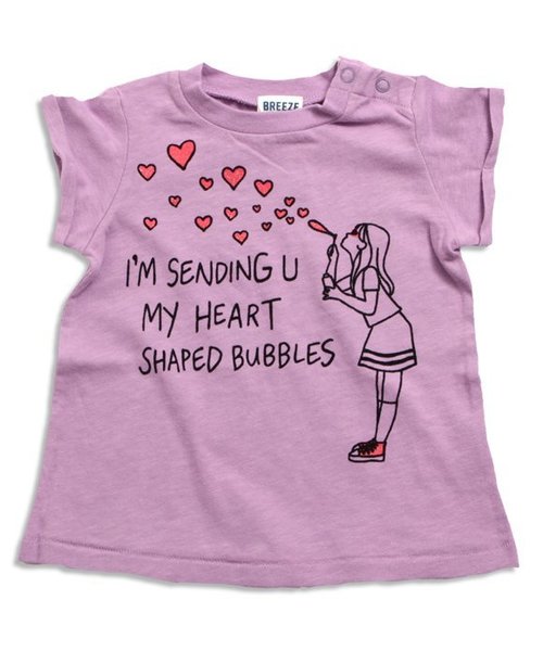 BREEZE（ブリーズ）の「3柄ガールズモチーフTシャツ（Tシャツ/カットソー・キッズ・ライム/チャコール/パープル・140/100/120/110/130/90/80/70）」の3枚目の写真