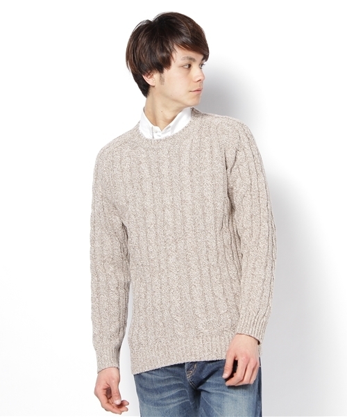 BEAUTY&YOUTH UNITED ARROWS(ビューティーアンドユースユナイテッドアローズ)の「BY SILK/CTN ケーブル クルーネック ◆(ニット/セーター・メンズ・グレー/ナチュラル・SMALL/MEDIUM/LARGE)」の2枚目の写真