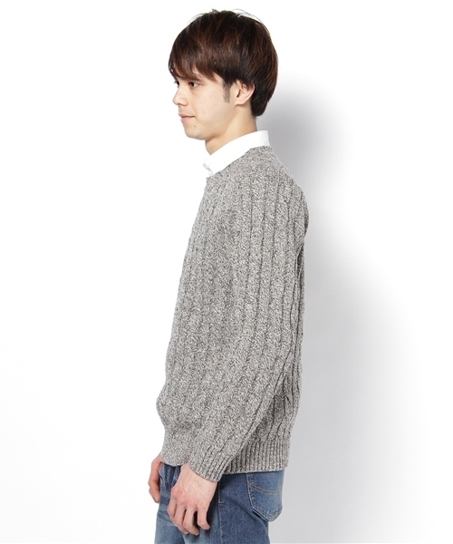 BEAUTY&YOUTH UNITED ARROWS(ビューティーアンドユースユナイテッドアローズ)の「BY SILK/CTN ケーブル クルーネック ◆(ニット/セーター・メンズ・グレー/ナチュラル・SMALL/MEDIUM/LARGE)」の3枚目の写真