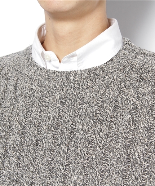 BEAUTY&YOUTH UNITED ARROWS(ビューティーアンドユースユナイテッドアローズ)の「BY SILK/CTN ケーブル クルーネック ◆(ニット/セーター・メンズ・グレー/ナチュラル・SMALL/MEDIUM/LARGE)」の5枚目の写真