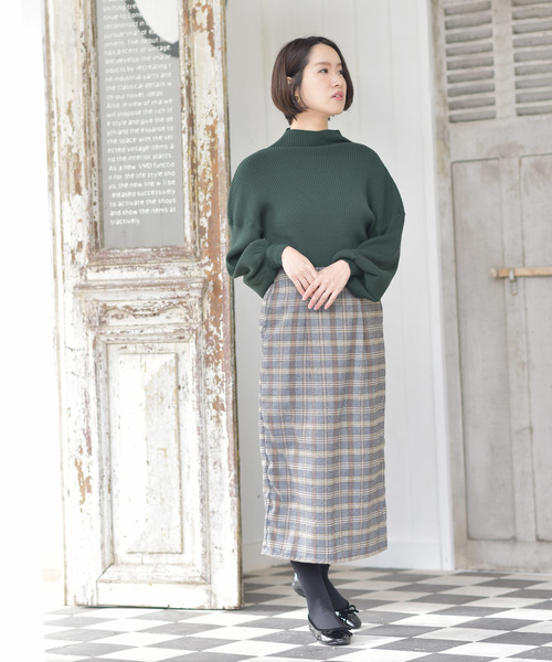 rps(アールピーエス)の「ボトルネックリブ編みボリューム袖ニットプルオーバー(ニット/セーター・レディース・ダークグリーン/杢グレー/グレー系その他/ブラック/アイボリー・M)」の8枚目の写真