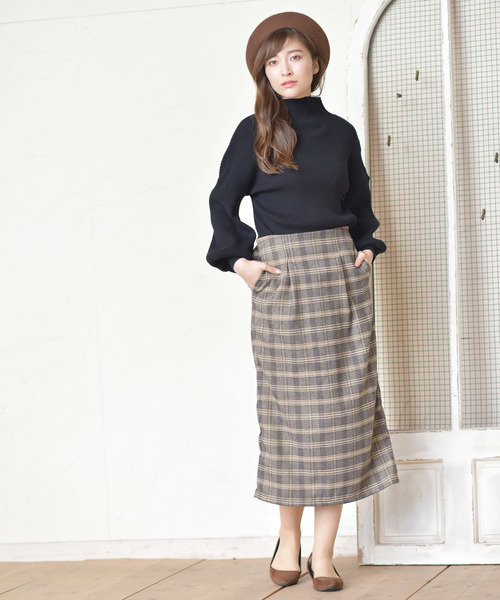 rps(アールピーエス)の「ボトルネックリブ編みボリューム袖ニットプルオーバー(ニット/セーター・レディース・ダークグリーン/杢グレー/グレー系その他/ブラック/アイボリー・M)」の9枚目の写真