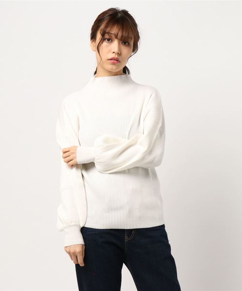 rps(アールピーエス)の「ボトルネックリブ編みボリューム袖ニットプルオーバー(ニット/セーター・レディース・ダークグリーン/杢グレー/グレー系その他/ブラック/アイボリー・M)」の13枚目の写真