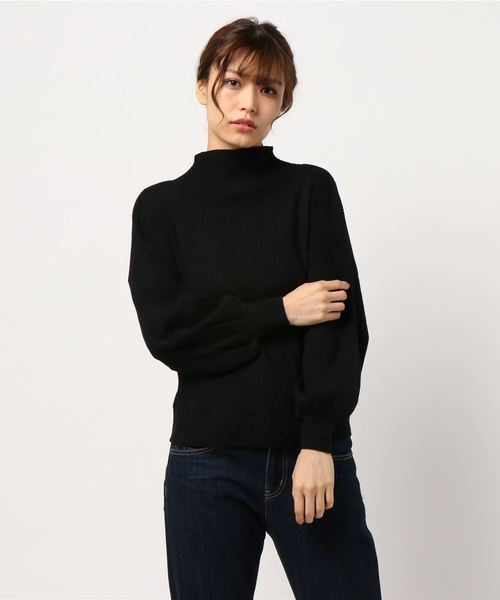 rps(アールピーエス)の「ボトルネックリブ編みボリューム袖ニットプルオーバー(ニット/セーター・レディース・ダークグリーン/杢グレー/グレー系その他/ブラック/アイボリー・M)」の14枚目の写真