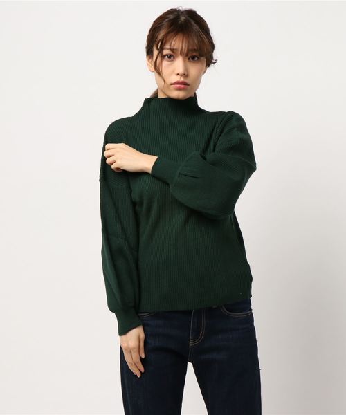 rps(アールピーエス)の「ボトルネックリブ編みボリューム袖ニットプルオーバー(ニット/セーター・レディース・ダークグリーン/杢グレー/グレー系その他/ブラック/アイボリー・M)」の17枚目の写真