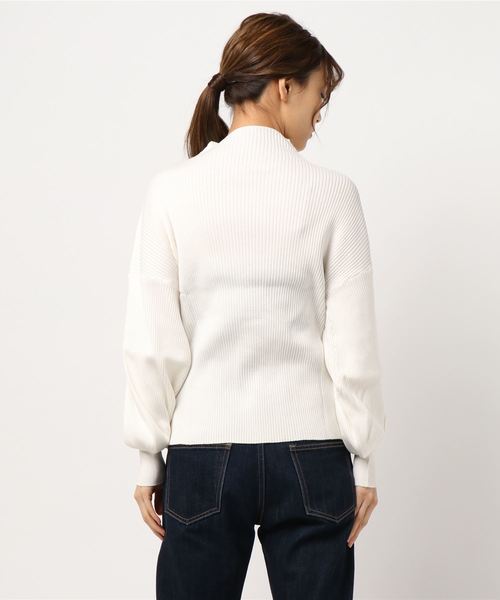 rps(アールピーエス)の「ボトルネックリブ編みボリューム袖ニットプルオーバー(ニット/セーター・レディース・ダークグリーン/杢グレー/グレー系その他/ブラック/アイボリー・M)」の12枚目の写真