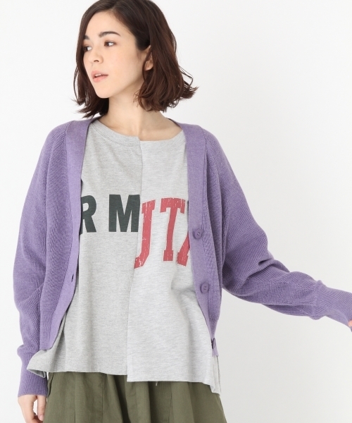 niko and...(ニコアンド)の「オリジナル畦編みショートカーディガン【niko and ...】(カーディガン/ボレロ・レディース・パープル/ベージュ/ネイビー・MEDIUM/LARGE)」の3枚目の写真