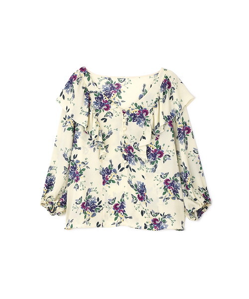 JILL STUART(ジルスチュアート)の「ベティフラワープリントブラウス(シャツ/ブラウス・レディース・ベージュ/ネイビー・MEDIUM/SMALL)」の10枚目の写真