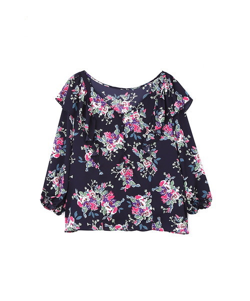 JILL STUART(ジルスチュアート)の「ベティフラワープリントブラウス(シャツ/ブラウス・レディース・ベージュ/ネイビー・MEDIUM/SMALL)」の6枚目の写真
