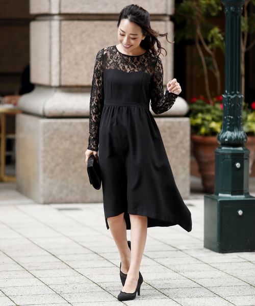 Doula Doula（ドゥーラドゥーラ）の「パーティードレスウエストリボンAラインドレス（ドレス・レディース・ブラック/ネイビー/ベージュ・L/M）」の2枚目の写真