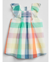 GAP | チェック フラッタースリーブドレス(ワンピース)