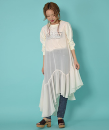 w closet | レース付きアシメヘムワンピース(ワンピース)