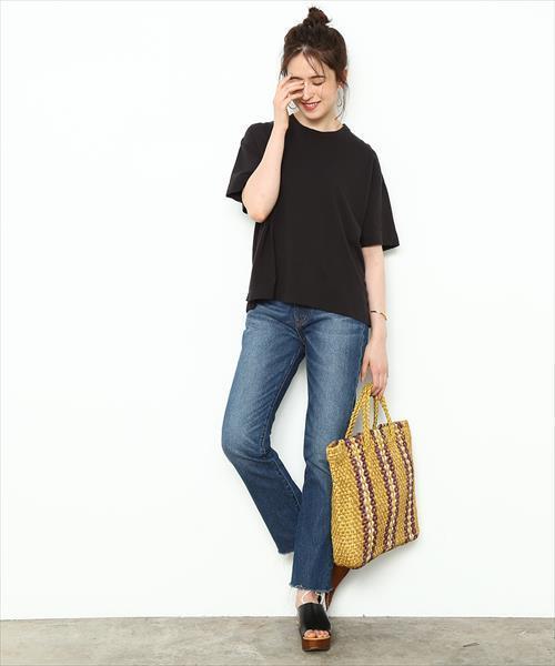 ADAM ET ROPE'（アダムエロペ）の「和紙Ｔシャツ（Tシャツ/カットソー・レディース・ホワイト/ブラック/レッド/スミクロ・FREE）」の5枚目の写真