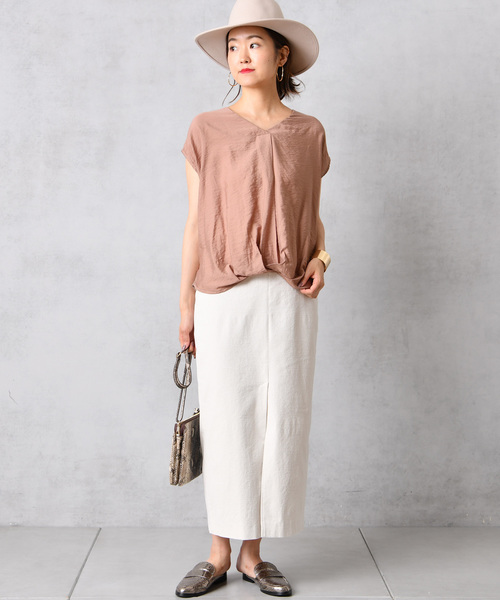 DouDou（ドゥドゥ）の「細コール天タイトスカート（スカート・レディース・オフホワイト/オリーブ/ピンク・36/38）」の4枚目の写真