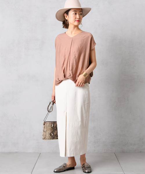 DouDou（ドゥドゥ）の「細コール天タイトスカート（スカート・レディース・オフホワイト/オリーブ/ピンク・36/38）」の5枚目の写真