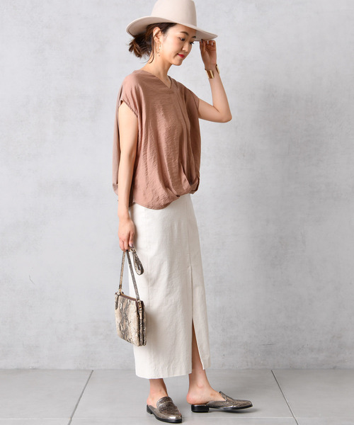 DouDou（ドゥドゥ）の「細コール天タイトスカート（スカート・レディース・オフホワイト/オリーブ/ピンク・36/38）」の6枚目の写真