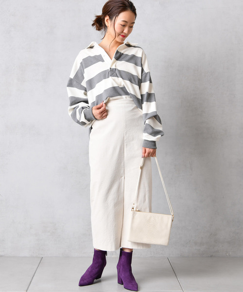 DouDou（ドゥドゥ）の「細コール天タイトスカート（スカート・レディース・オフホワイト/オリーブ/ピンク・36/38）」の7枚目の写真