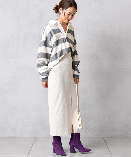 DouDou（ドゥドゥ）の「細コール天タイトスカート（スカート・レディース・オフホワイト/オリーブ/ピンク・36/38）」の8枚目の写真