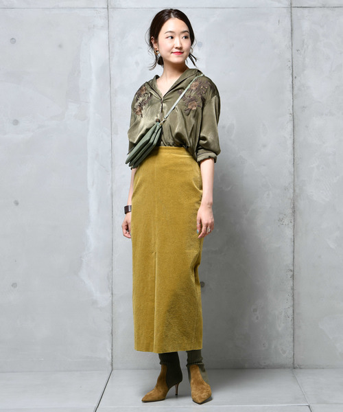 DouDou（ドゥドゥ）の「細コール天タイトスカート（スカート・レディース・オフホワイト/オリーブ/ピンク・36/38）」の13枚目の写真