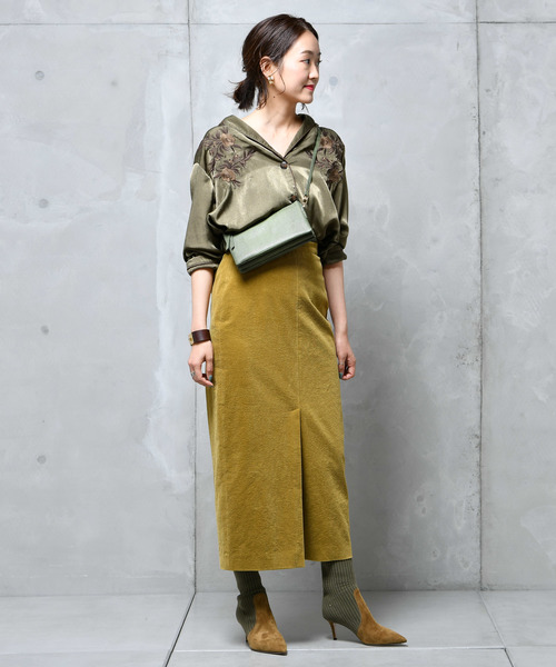 DouDou（ドゥドゥ）の「細コール天タイトスカート（スカート・レディース・オフホワイト/オリーブ/ピンク・36/38）」の14枚目の写真