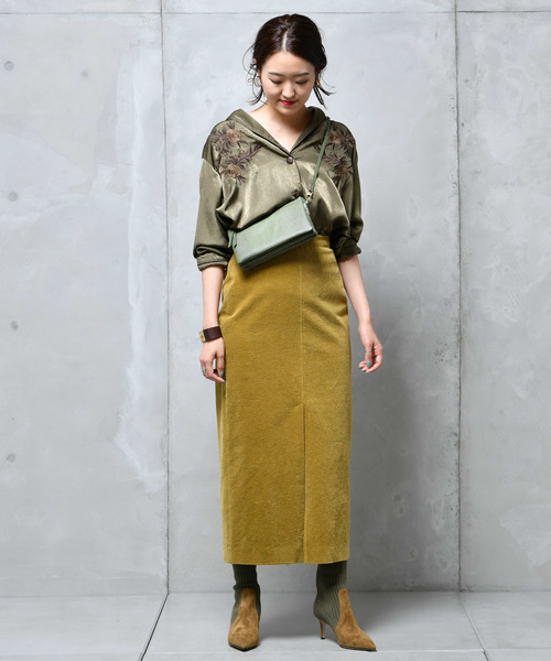 DouDou（ドゥドゥ）の「細コール天タイトスカート（スカート・レディース・オフホワイト/オリーブ/ピンク・36/38）」の15枚目の写真