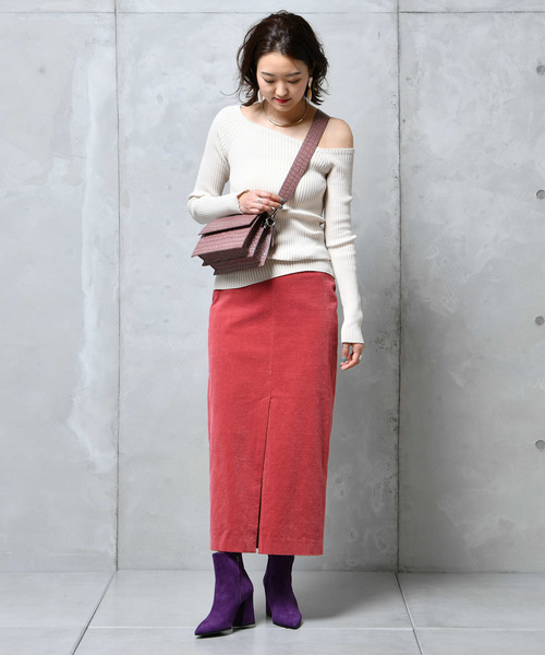 DouDou（ドゥドゥ）の「細コール天タイトスカート（スカート・レディース・オフホワイト/オリーブ/ピンク・36/38）」の21枚目の写真