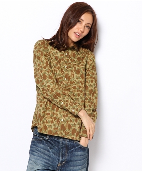 BEAMS BOY（ビームスボーイ）の「BEAMS BOY / プリントレギュラーカラーシャツ（シャツ/ブラウス・レディース・オリーブ/ネイビー・ONE SIZE）」の11枚目の写真