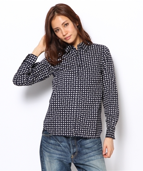 BEAMS BOY（ビームスボーイ）の「BEAMS BOY / プリントレギュラーカラーシャツ（シャツ/ブラウス・レディース・オリーブ/ネイビー・ONE SIZE）」の12枚目の写真