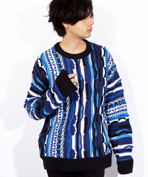 ８(eight)（エイト）の「編み替え ニットセーター マルチニット（ニット/セーター・メンズ・ブラック/ネイビー/マルチ・MEDIUM/LARGE）」の3枚目の写真