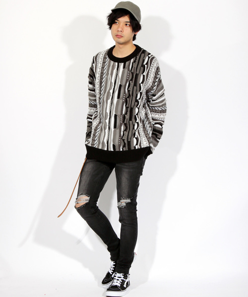 ８(eight)（エイト）の「編み替え ニットセーター マルチニット（ニット/セーター・メンズ・ブラック/ネイビー/マルチ・MEDIUM/LARGE）」の4枚目の写真