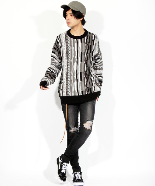 ８(eight)（エイト）の「編み替え ニットセーター マルチニット（ニット/セーター・メンズ・ブラック/ネイビー/マルチ・MEDIUM/LARGE）」の5枚目の写真