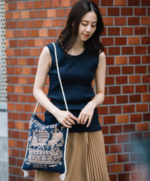 Munich（ミューニック）の「コットンワイドリブタンクトップ（Tシャツ/カットソー・レディース・ホワイト/ブラック/グレー/カーキ/ネイビー・FREE）」の5枚目の写真