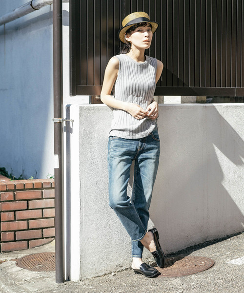 Munich（ミューニック）の「コットンワイドリブタンクトップ（Tシャツ/カットソー・レディース・ホワイト/ブラック/グレー/カーキ/ネイビー・FREE）」の14枚目の写真