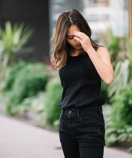 Munich（ミューニック）の「コットンワイドリブタンクトップ（Tシャツ/カットソー・レディース・ホワイト/ブラック/グレー/カーキ/ネイビー・FREE）」の15枚目の写真