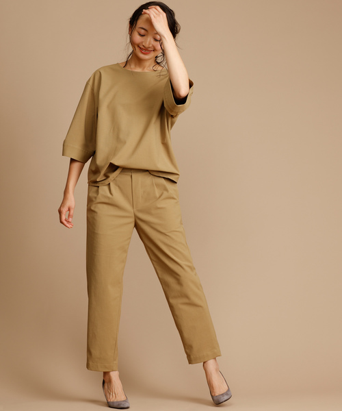 Munich（ミューニック）の「ストレッチトリコットタックテーパードパンツ（その他パンツ・レディース・ネイビー/オリーブ/ナチュラル/キャメル・S/M/XS）」の5枚目の写真