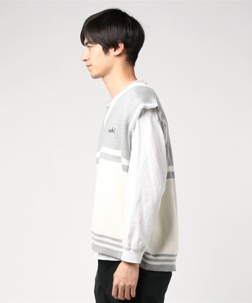 WEGO（ウィゴー）の「WEGO/ミラノリブニットベスト（ベスト・メンズ・ベージュ/ネイビー/グレー・MEDIUM/LARGE）」の4枚目の写真