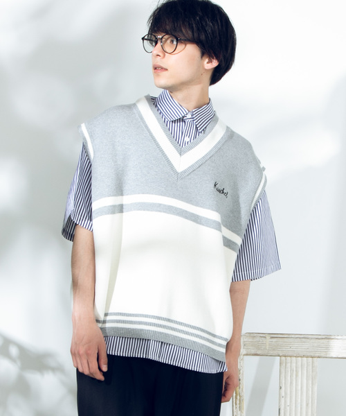 WEGO（ウィゴー）の「WEGO/ミラノリブニットベスト（ベスト・メンズ・ベージュ/ネイビー/グレー・MEDIUM/LARGE）」の2枚目の写真