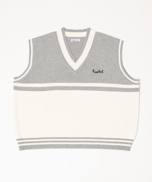 WEGO（ウィゴー）の「WEGO/ミラノリブニットベスト（ベスト・メンズ・ベージュ/ネイビー/グレー・MEDIUM/LARGE）」の6枚目の写真