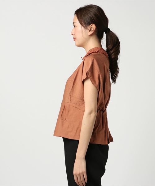 STYLEBLOCK（スタイルブロック）の「クレープモチーフレースカラーブラウス（シャツ/ブラウス・レディース・ミント/テラコッタ・M）」の3枚目の写真