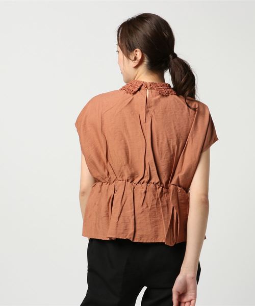 STYLEBLOCK（スタイルブロック）の「クレープモチーフレースカラーブラウス（シャツ/ブラウス・レディース・ミント/テラコッタ・M）」の4枚目の写真