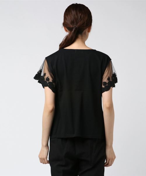 flower（フラワー）の「フラワースリーブトップ（Tシャツ/カットソー・レディース・アイボリー/ブラック/ベージュ/ブルー・FREE）」の6枚目の写真